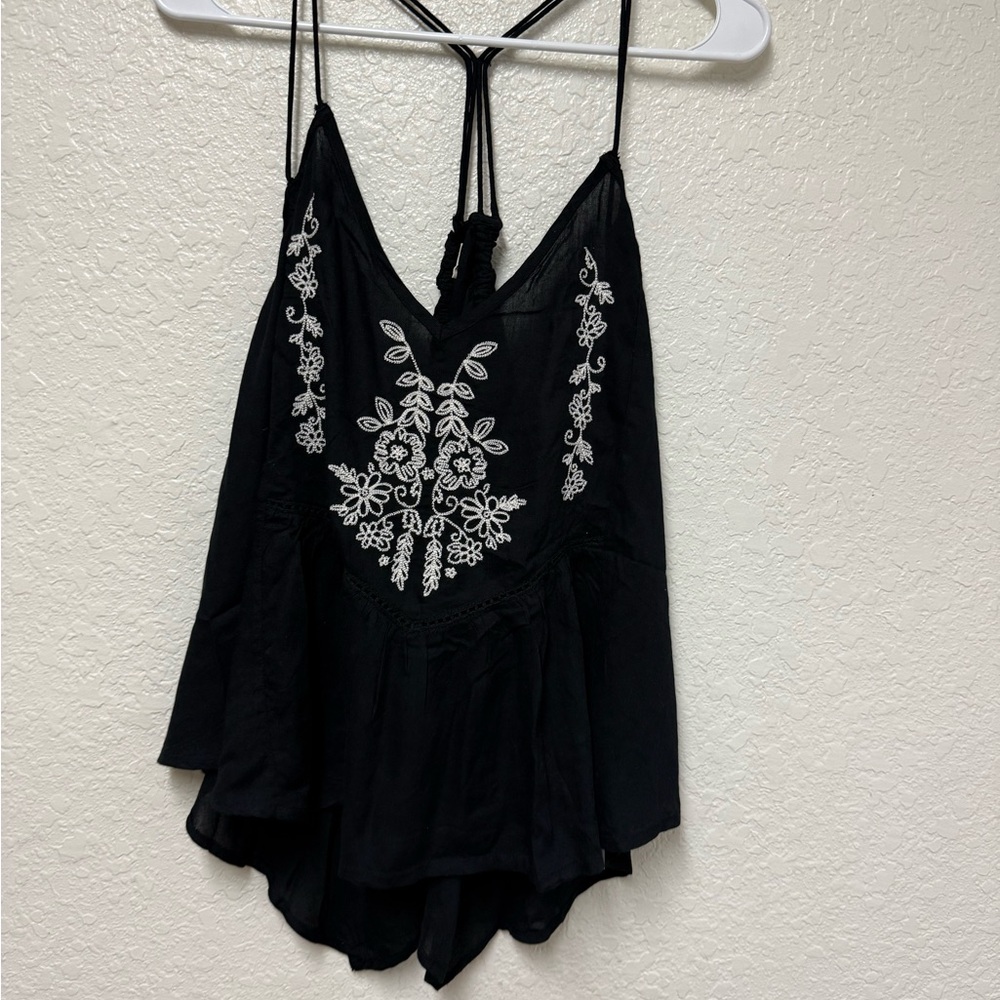 O'Neill Black Camisole with White Embroidery
